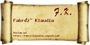 Fabró Klaudia névjegykártya